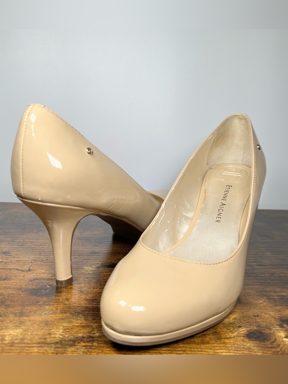 Etienne Aigner Beige Patent Leather Pump - Women's Heel